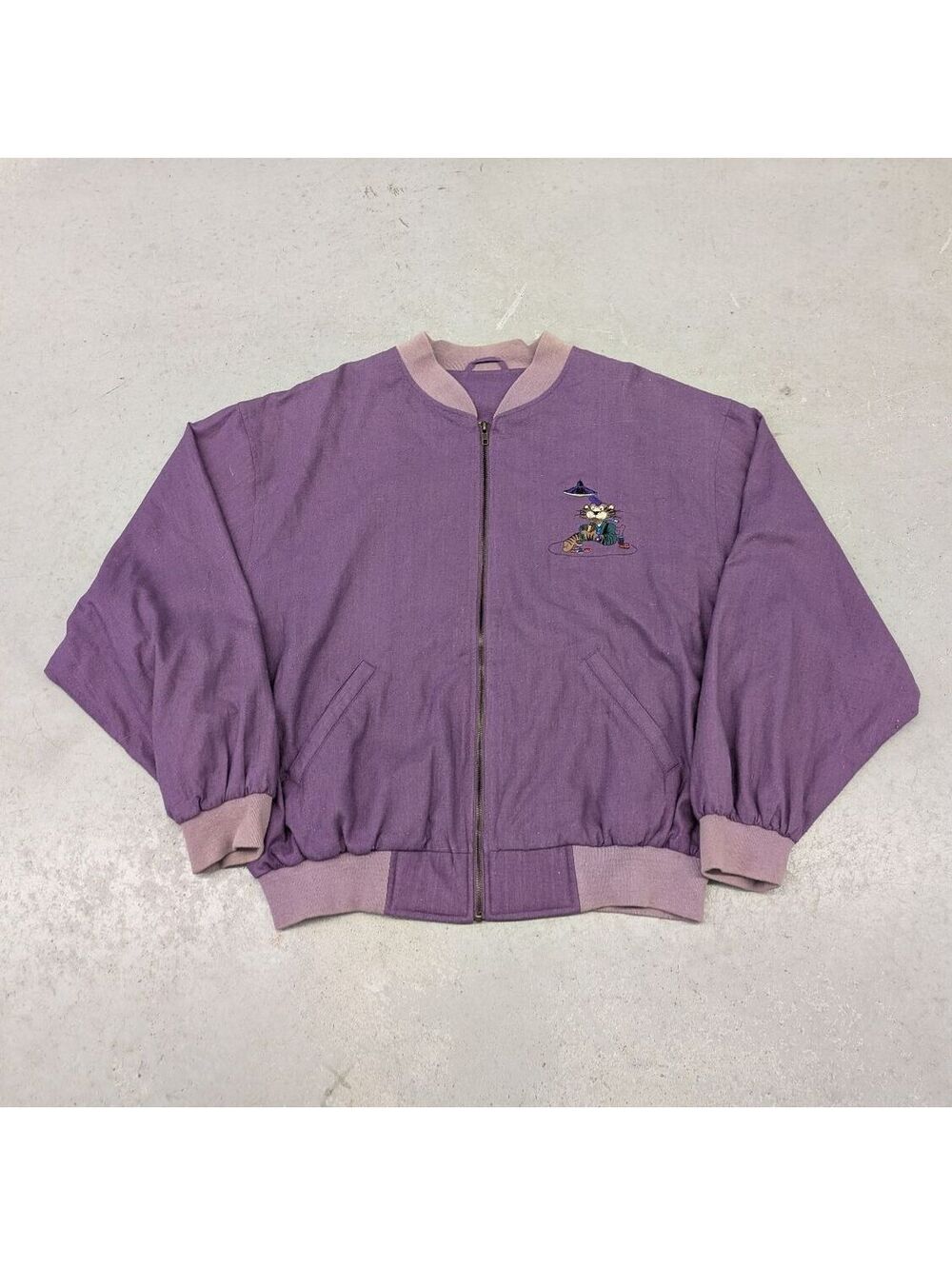 Vintage 80s Poker Table Last Call Purple Slik Lined Jacket